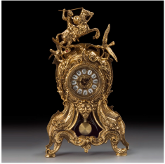 Часы каминные с маятником  (бронза, золото) Испания  27х47H см