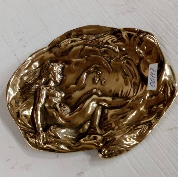 Тарелка для мелочей, конфетница "Венера" 13х14см  (латунь, золото) Италия