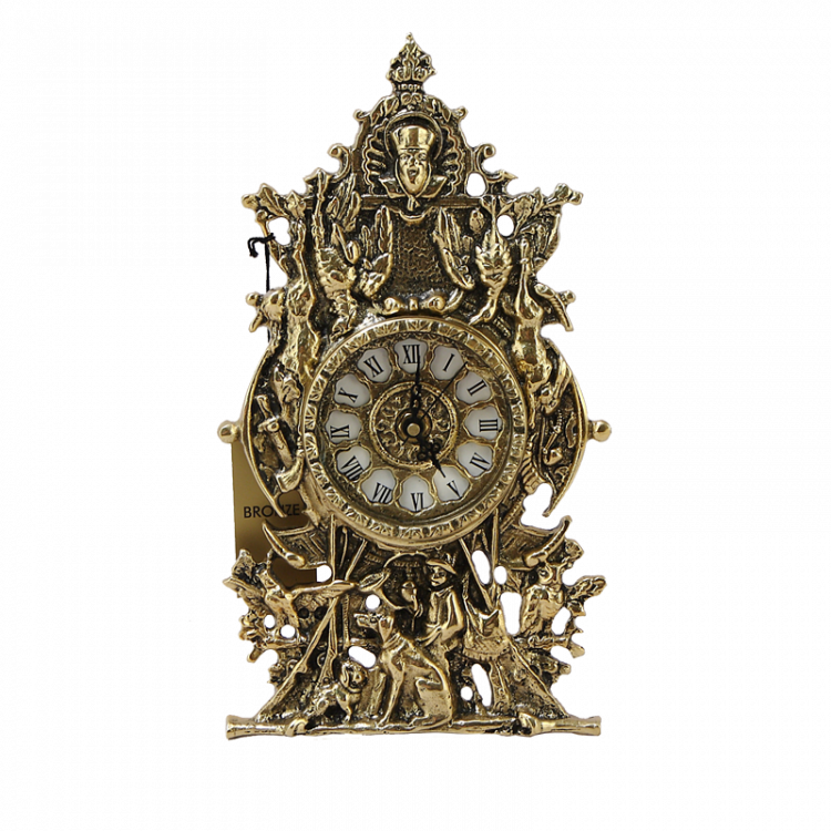 Часы каминные "Охота" 30х17х4 см (бронза, золото) Португалия 
