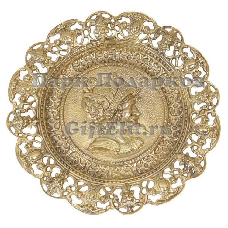 Декоративная тарелка "Воин" d31см (латунь, золото) Италия