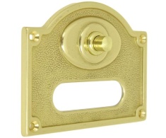Звонок-кнопка на входную дверь с табличкой 12х9см (латунь, золото) Италия