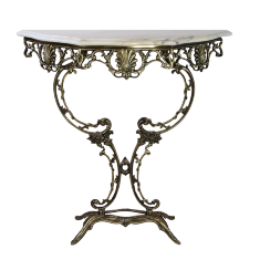 Консольный столик c мраморной столешницей Ампир 80х80х24см (бронза, антик) Португалия