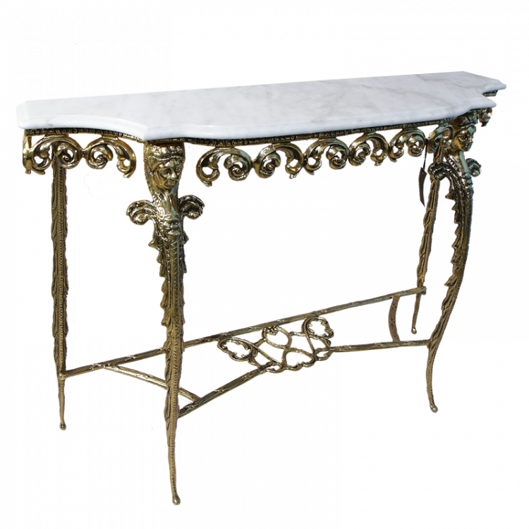 Консольный столик "Гранд" h78х105х30см с мраморной столешницей (бронза, золото) Португалия