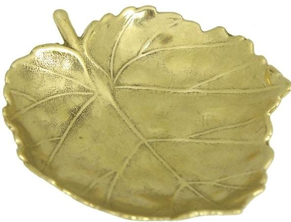 Тарелка для мелочей, конфетница "Виноградный лист" 13х11см  (латунь, золото) Италия Bugatti