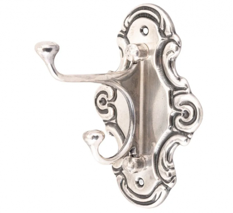 Вешалка-крючок настенная для одежды "Вита" 14х11х9,5см (латунь, серебро) Италия