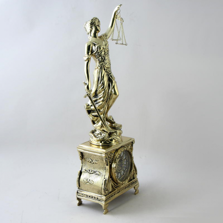 Часы каминные "Богиня правосудия Фемида" 51x17x10см (бронза, золото) Португалия