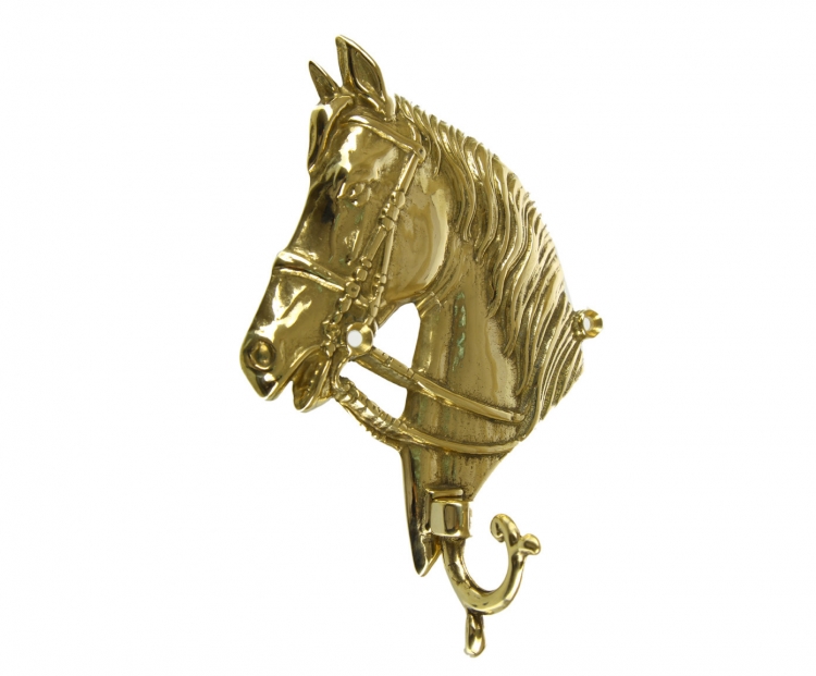 Вешалка настенная для одежды "Лошадь" 20,5х14см правая (латунь, золото) Италия