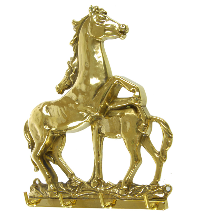 Вешалка "Лошади" 4 крючка 16х19см (латунь, золото) Италия