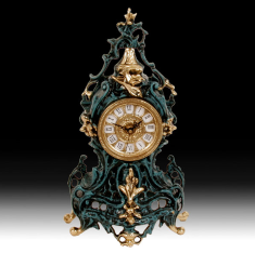 Часы каминные h35х20см (бронза, золото/синяя патина) Испания