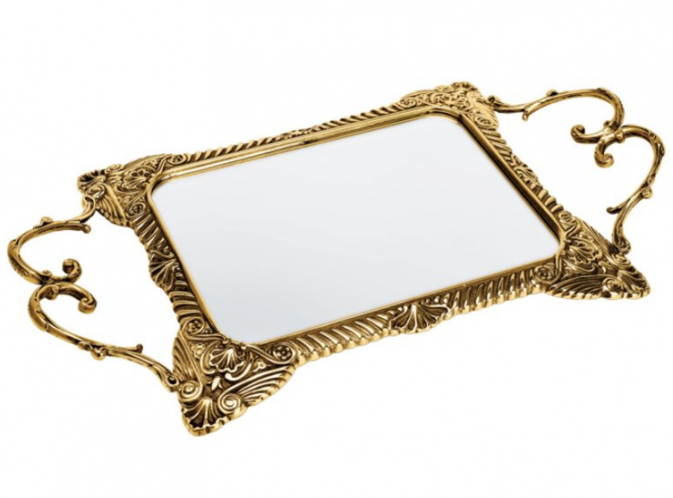 Поднос "Миледи" 43х25см зеркальный (латунь, золото) Италия