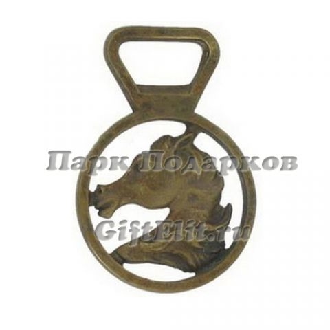 Открывалка итальянская "Лошадь в медальоне" (античная латунь)