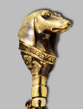 Ложка для обуви "Собака Такса" с деревянной ручкой 56см (латунь, золото) Россия