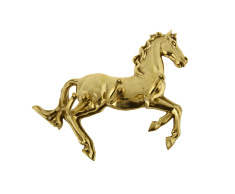 Вешалка настенная &quot;Лошадь&quot; 3 крючка правая 32х32см (латунь, золото) Италия