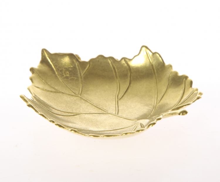 Тарелка для мелочей "Виноградный лист" 13х11см  (латунь, золото) Италия