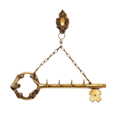 Ключница настенная на цепочке "Золотой Ключик" 6,5х22см (латунь, золото) Италия
