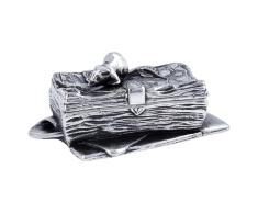 Шкатулка "Мышка на кошельке" талисман-хранитель 11х7см (латунь, серебро) Италия